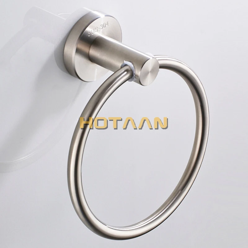 Настенный держатель для полотенец для ванной комнаты, SUS 304# Нержавеющая сталь настенные круглые кольца для полотенец, вешалка для полотенец, YT-10391