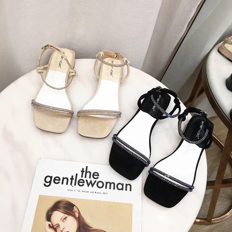 

The new color dazzling drilling water unique cool women's shoes black nude two color skid shoes with low heels fashion casual