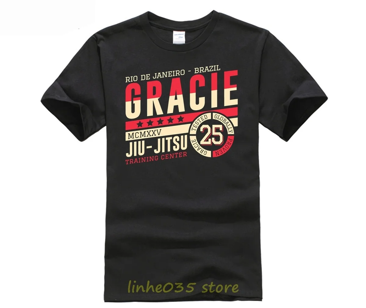 

Loose Black Tshirts Homme Tees Gracie Jiu Jitsu Trains Center T Shirt Clothings Brazilian Martials BJJ Print T-Shirt Mens