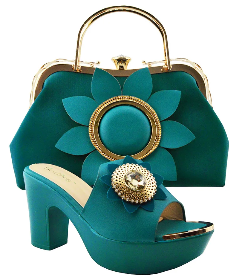

New Design African Fashion Shoes and Bags Matching Set Nigeria Style Women's Shoe and Handbag to Match for Wedding Party QSL003