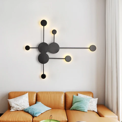 Lâmpadas de Parede para Sala Preto Ouro Branco Moderno Led Estar Quarto Cabeceira Nordic Decoração Designer Corredor Hotel Luzes Parede –