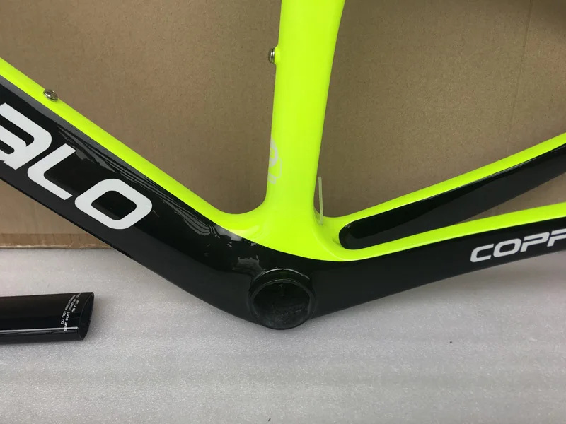 Cheap fluo yellow 2019 Carbon Road Bike Frame 47 50 53 55 57cm P03 glossy Carbon Frame Road Racing 6 colors bicycle frames 4