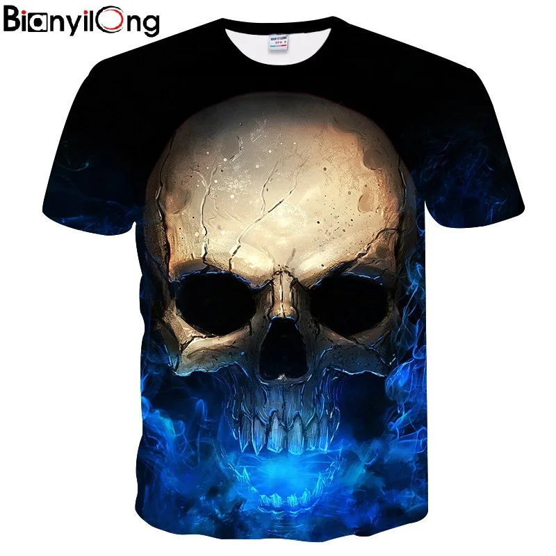 

BIANYILONG Newest Harajuku Skull 3D Print Cool T-shirt Men/Women Short Sleeve Summer Tops Tees T shirt Fashion