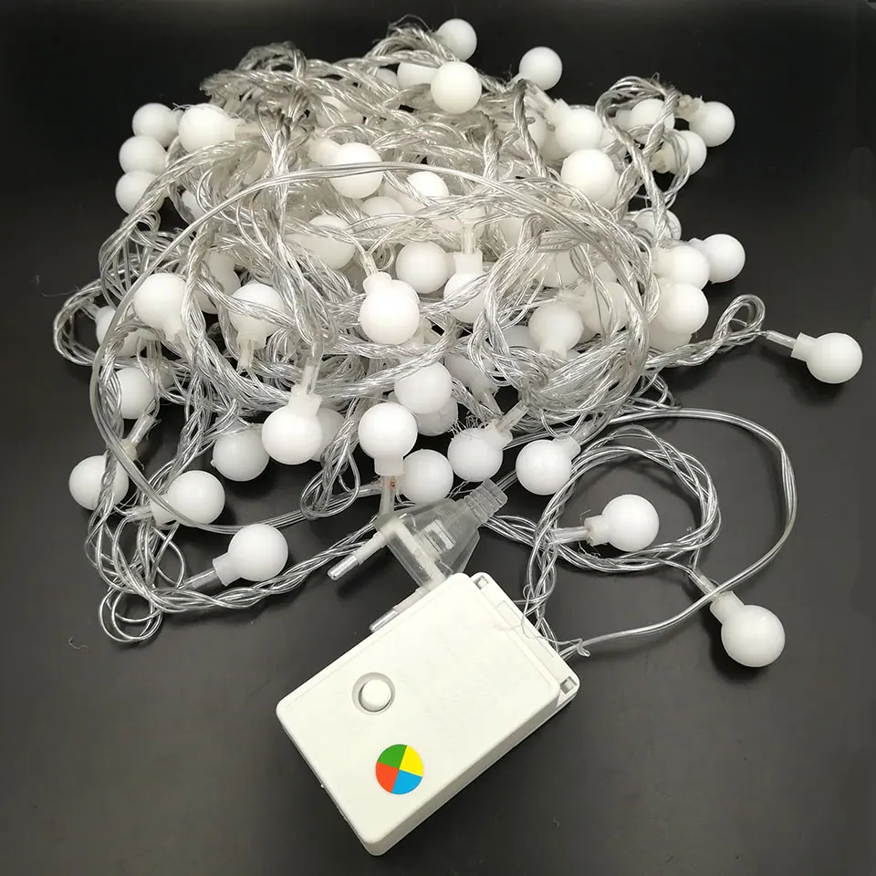 

110V 220V AC Ball LED String Lights 10M 100LEDs Multicolor Outdoor Decoration Lighting Xmas Holiday Wedding Garden Party Decor