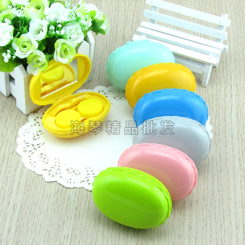 

5pcs Simple elegant fashion Candy color Contact lens case Oval With a mirror Nursing box Travel Portable Case Storage Container