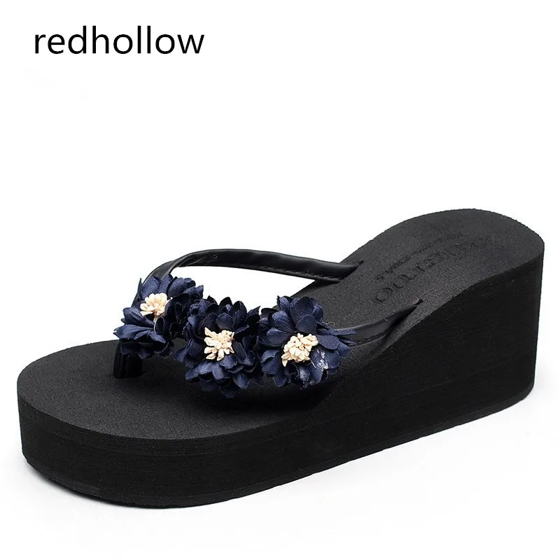 

Slippers Woman Beach Flip Flops Shoes Summer Sandals Bohemia Slippers Platform Sandals High Heels Shoes Female Home Slippers New
