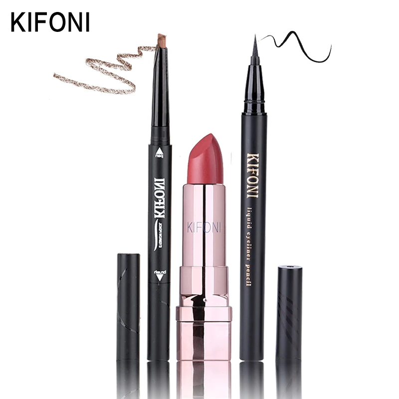 KIFONI brand makeup lip red matte lipstick waterproof liquid eyeliner pen eyebrow enhance pencil for eye cosmetics tools |