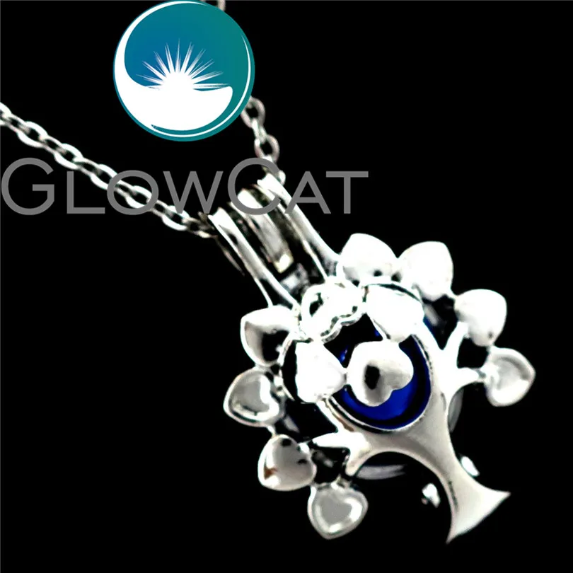 Подвеска в форме сердца GLOWCAT серебряное растение R-K691 диффузор для эфирных масел