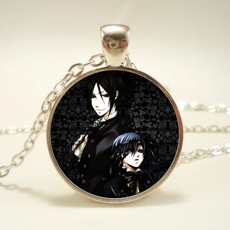 Модный черный дворецкий металлический курошицудзи Ciel Phantomhive Grell стеклянный купол Эмблема Аниме Манга ожерелье кулон ювелирные изделия подарок