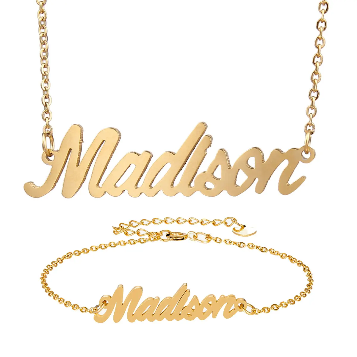 Модное ожерелье и браслет из нержавеющей стали с надписью Madison|Ювелирные наборы| |