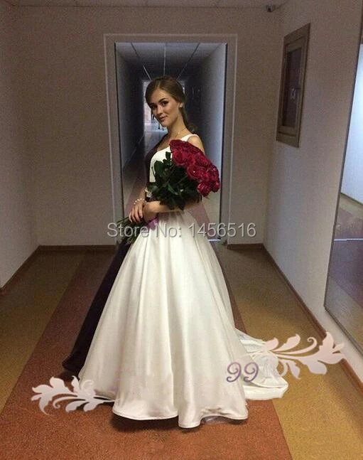 2019 A Line Prom Dresses with crystal beaded sash jewel neck chic Evening Dress black and white stain Party Gowns cheap custom made (3)