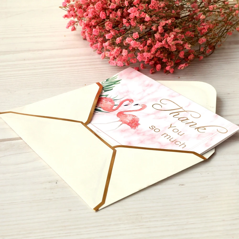  6 Cards with 6 Envelope Flamingo Birthday Greeting Gifts Card Thank You Customizable Christmas Wedd - 32953094626