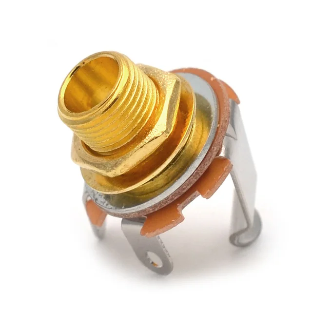 Conector Eléctrico De Níquel Para Guitarra - 6.35 Mm, Rosca Métrica, Para Agujero De 22 Mm