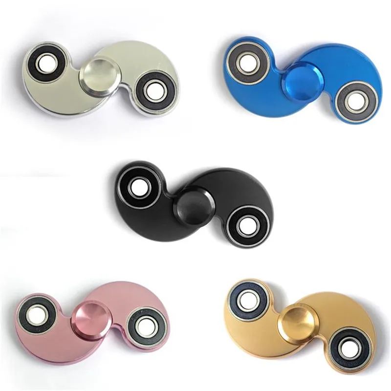 5 Cores Estilos Fidget Spinner 2 Folhas de Metal Mão de Liga de Zinco girador Girador Rotação de Aço do Rolamento de Bronze Longo Tempo Para TDAH Criança