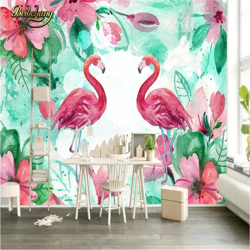 

beibehang Pastoral flamingos wallpaper for walls 3 d bedroom living room TV backdrop mural wall papers home decor wallpaper-3d