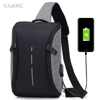 

New Arrival Crossbody Bags Men USB charging Anti-theft Chest Pack Summer Short Trip Messengers Bag Water Repellent Shoulder Bag