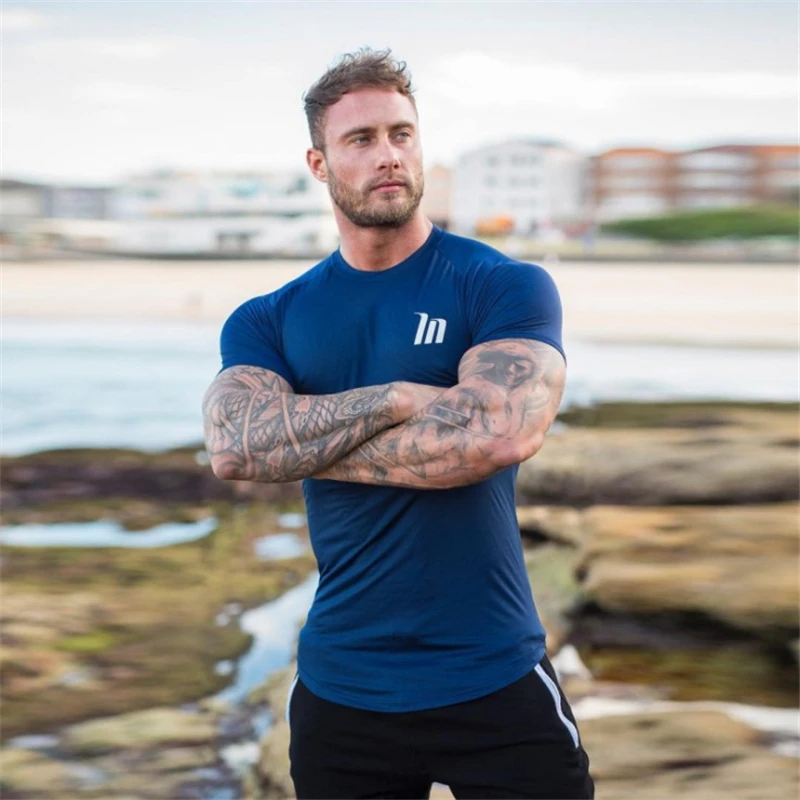 

Fashion breathable Men's Short Sleeve T-Shirts Tight Running Fitness Shirt Slim Fit Quick-drying Shirts Tee Tops