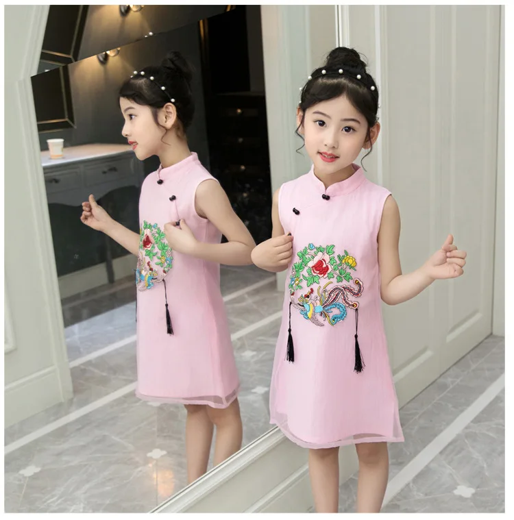 Kids Baby Girls Dress Chinese Qipao Ball Gown Tang suit Retro Cheongsam Embroidery Children's Party Wedding performance dress Clothes  (24)