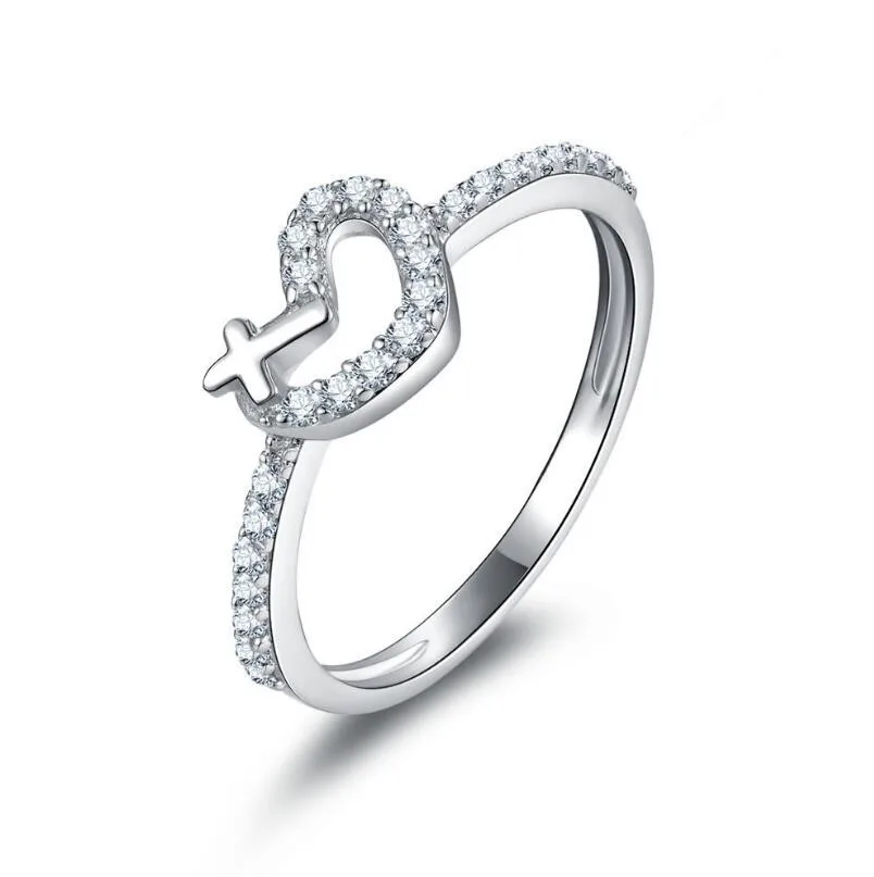 

925 sterling silver ring heart shaped diamond ring engagement lettering women's jewelry