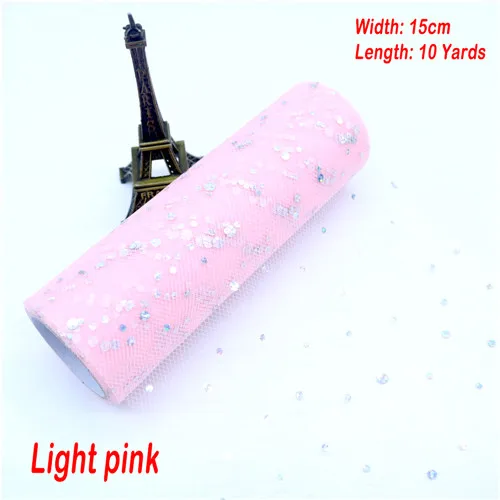 Блестящая Тюлевая рулонная катушка с блестками, 15 см* 9,1 м, Тюлевая рулонная катушка, юбка-пачка, свадебная отделка органзы, лазерные принадлежности для вечеринки на день рождения - Цвет: Light pink 10yards