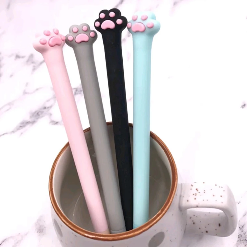 Cute Kawaii Cat Paw Soft Slicone Gel Pen Rollerball Pen School Office Supply Student Stationery
