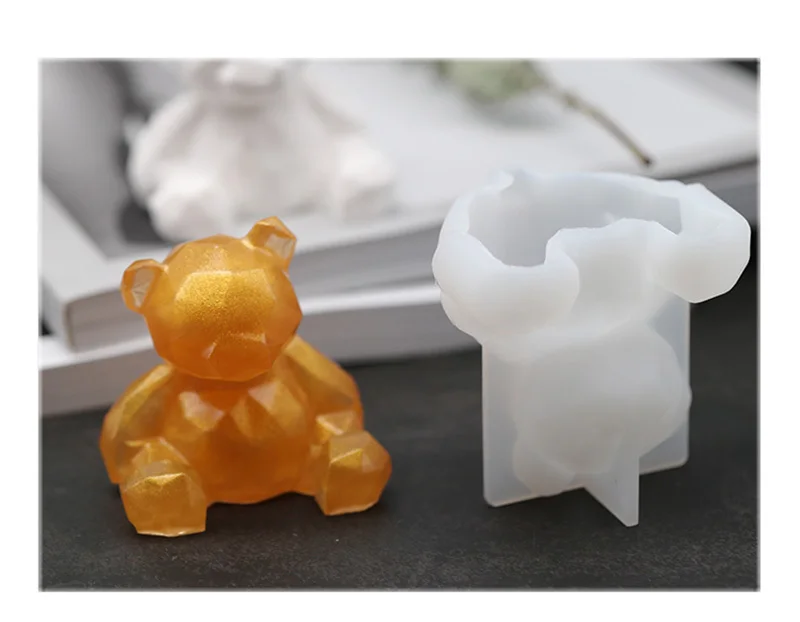 3D геометрический медведь, силиконовая зеркальная форма для пластырь для ароматерапии, форма для украшения автомобиля, сидящий медведь, сделай сам, гипсовые формы, форма для торта