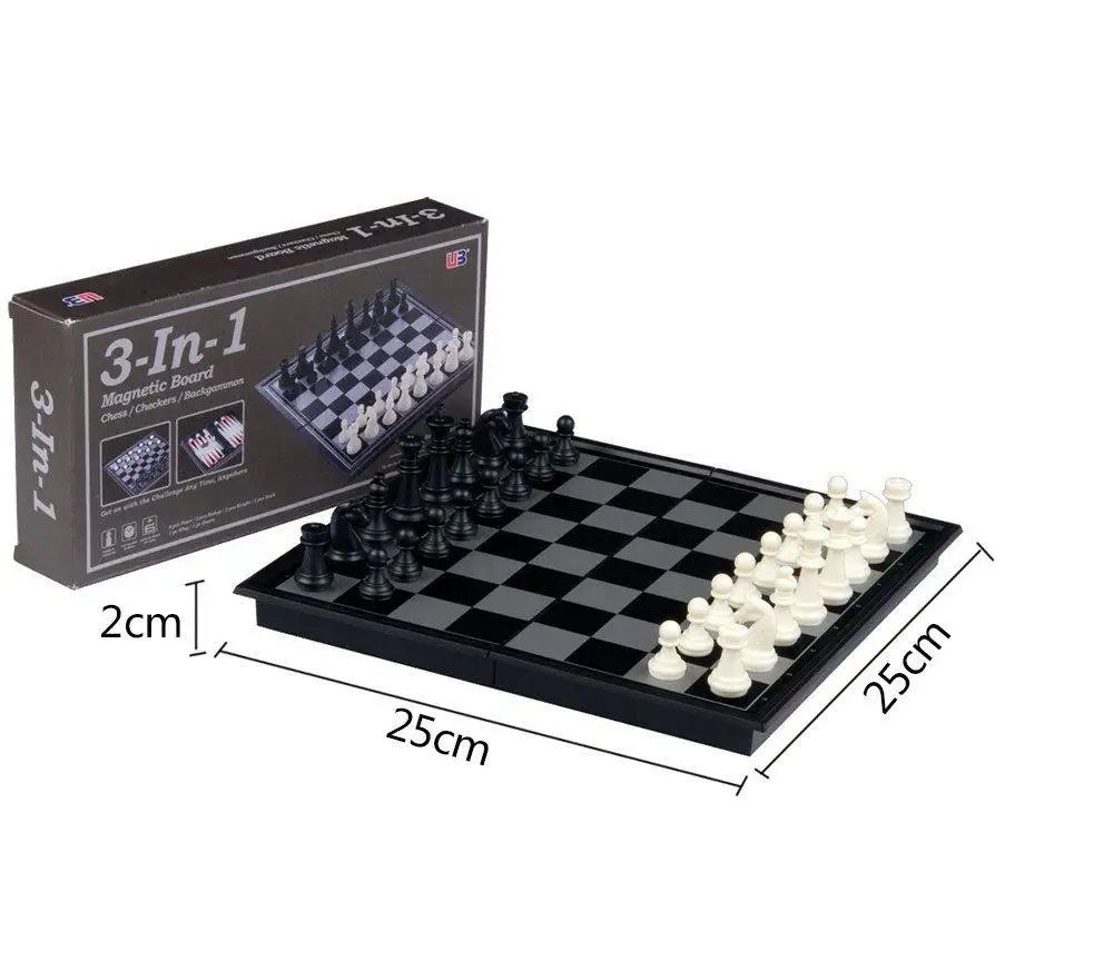 

RCtown Smart Tactics Portable Travel Games Chess & Checkers & Backgammon 3 in 1 Set Without Magnetic Board HWD30