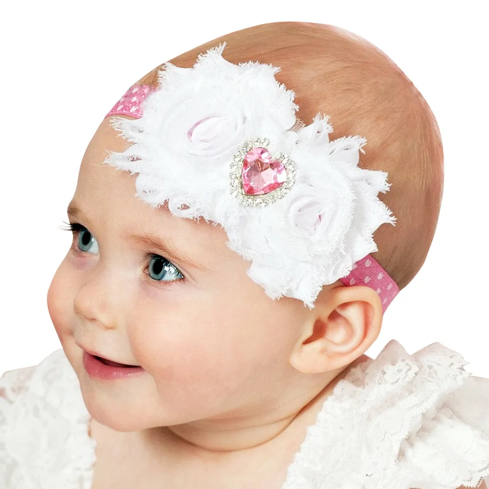 

baby girl headband Infant hair cloth Tie bow newborn Headwear tiara headwrap Gift Toddlers bandage Ribbon Love Crystal
