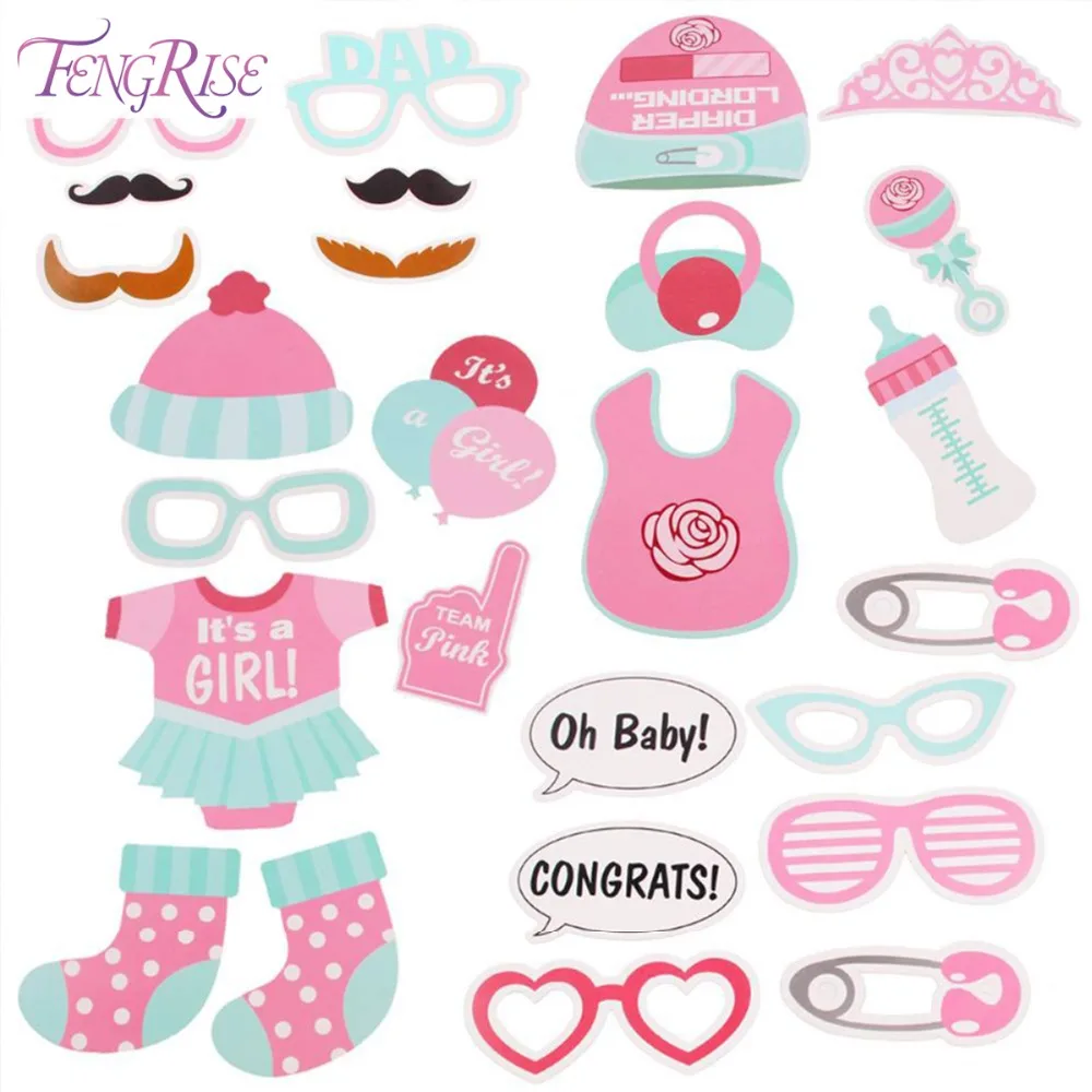FENGRISE Baby Shower 25 шт. Photo Booth Реквизит Синий Розовый его мальчик девочка забавная маска реквизит для фотографий украшения вечерние партии события поставки