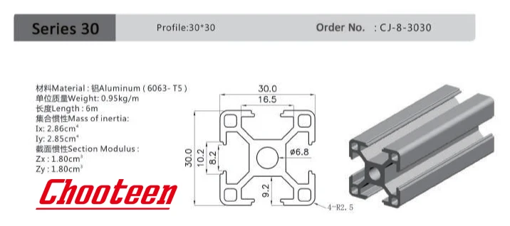 1PCS 30x30 750 mm Perfil De Aluminio Carril Lineal estándar europeo extrusión 
