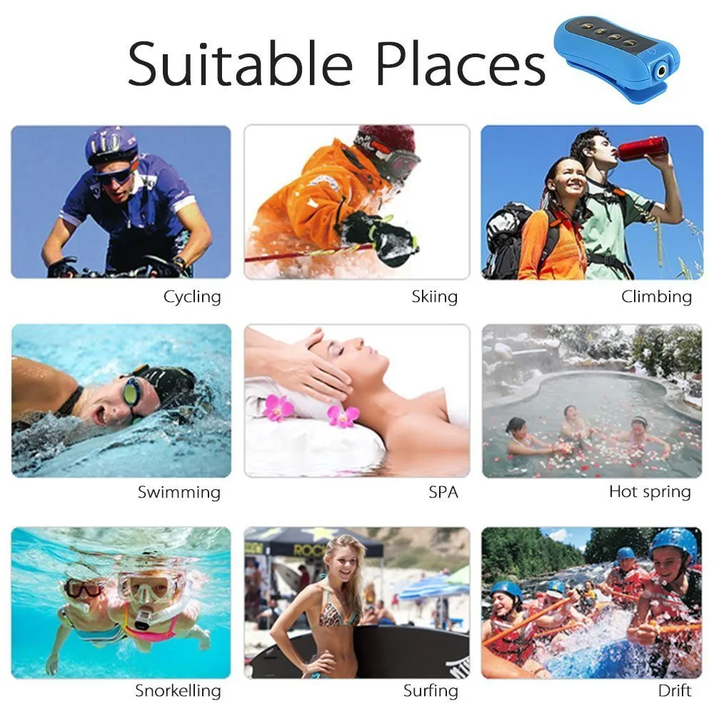 Водонепроницаемый музыкальный MP3 плеер 4 Гб с FM радио наушники зажимом дизайн для