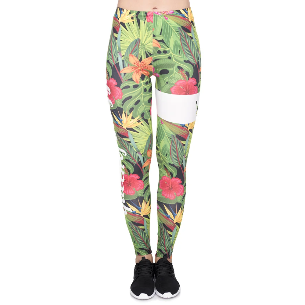 lga46244 Новые леггинсы mujer queen of the gym, леггинсы с Тропическими Цветами, сексуальные женские леггинсы, женские штаны для фитнеса, леггинсы для тренировок - Цвет: lga46244
