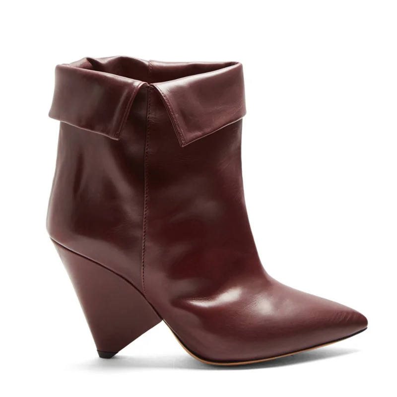 

Chic Ankle Boots Pointed Toe High Heel Woman Shoes Leather Stylish Roman Short Booties Brand Runway Star Shoes Sapato Feminino