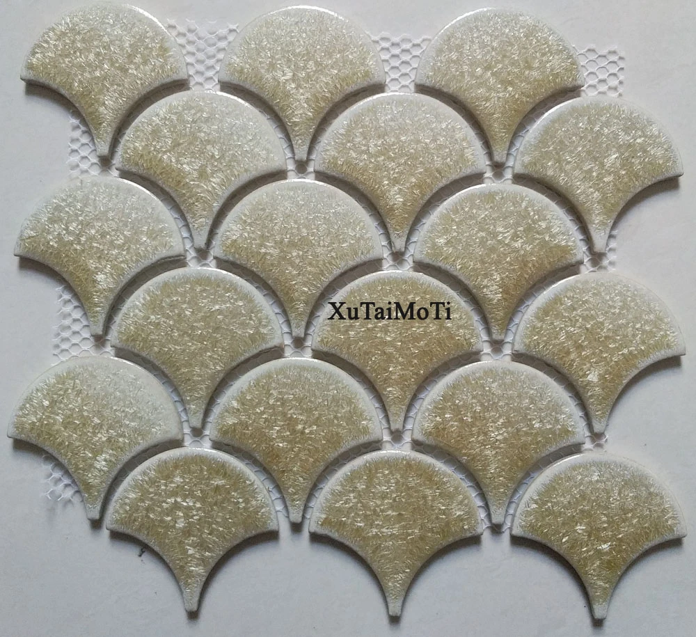 黄色の魚スケールセラミックモザイクタイルキッチン Backsplash の浴室の水泳プールの壁シャワー壁紙磁器背景 壁紙 Aliexpress