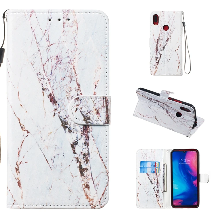 Чехол для Xiaomi Redmi Note 7 с милым котом из мраморной кожи с откидной крышкой для телефона Etui Redmi Note 7 Note7 Capinha