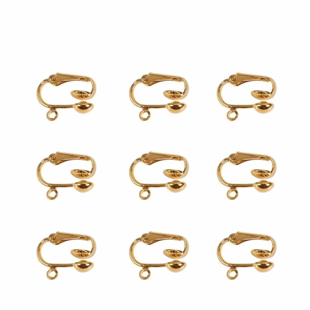 

20Pcs/Bag Golden Iron Clip-on Earring Components for Non-pierced Ears Jewelry Making
