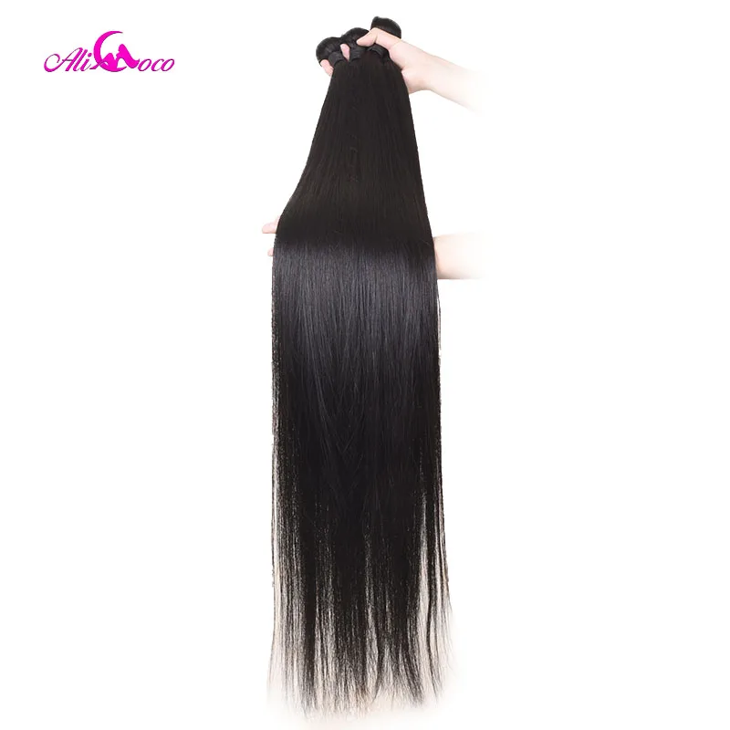 Ali Coco recto 8-40 pulgadas extensiones de cabello humano Remy 100% pelo Remy 28 30 32 34 36 38 40 paquetes de pelo brasileño de pulgadas