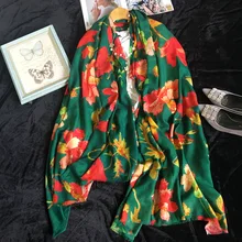 Cashmere Scarf Women Designer 2017 Luxury Brand Cashmere Scarf Green Red Flower Scarves Bandanas Headwear 110*200