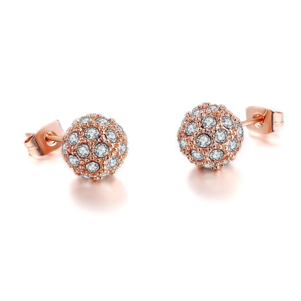 MGFam Multicolor Crystal Ball Stud Earrings for Women Rose Gold Color Made by Environmentail