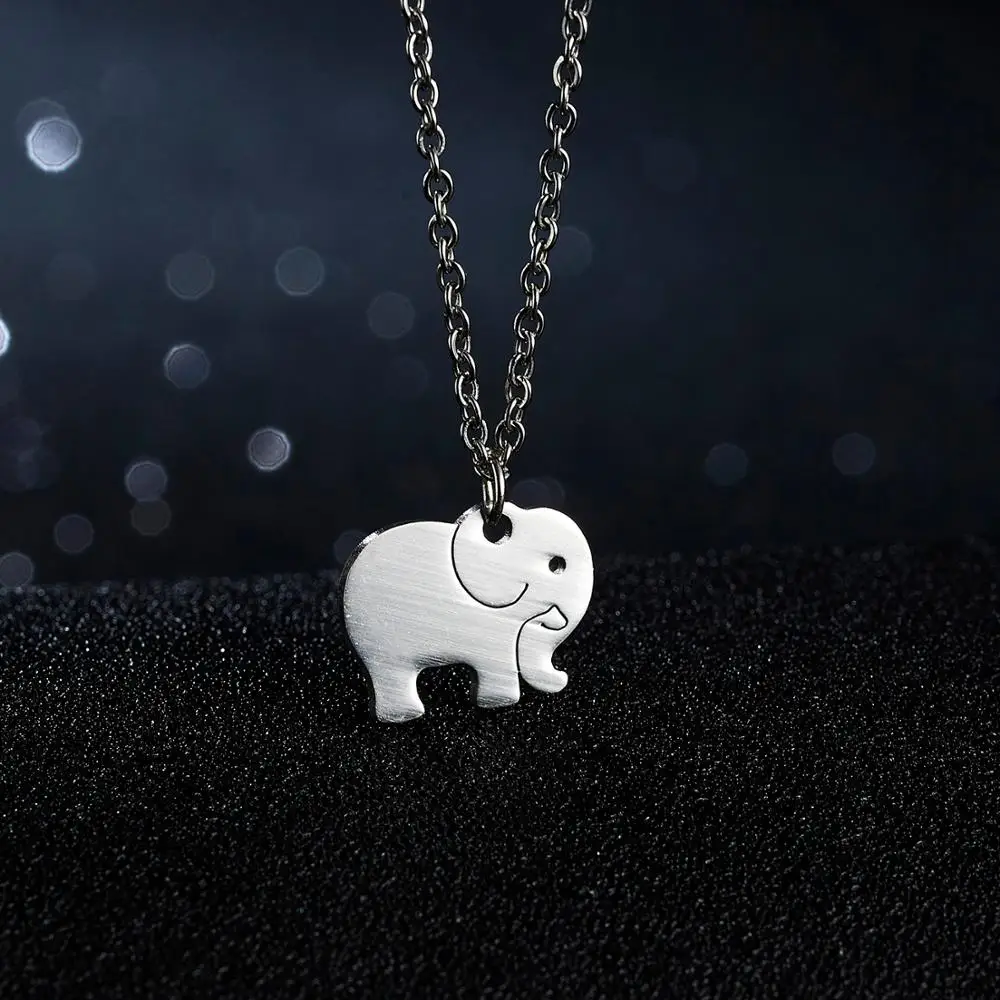 

Fashion Elegant Animal Necklaces Cute Elephant Cat Lotus Flower Necklaces Silver Color Stainless Pendant Charm Women Friend Gift