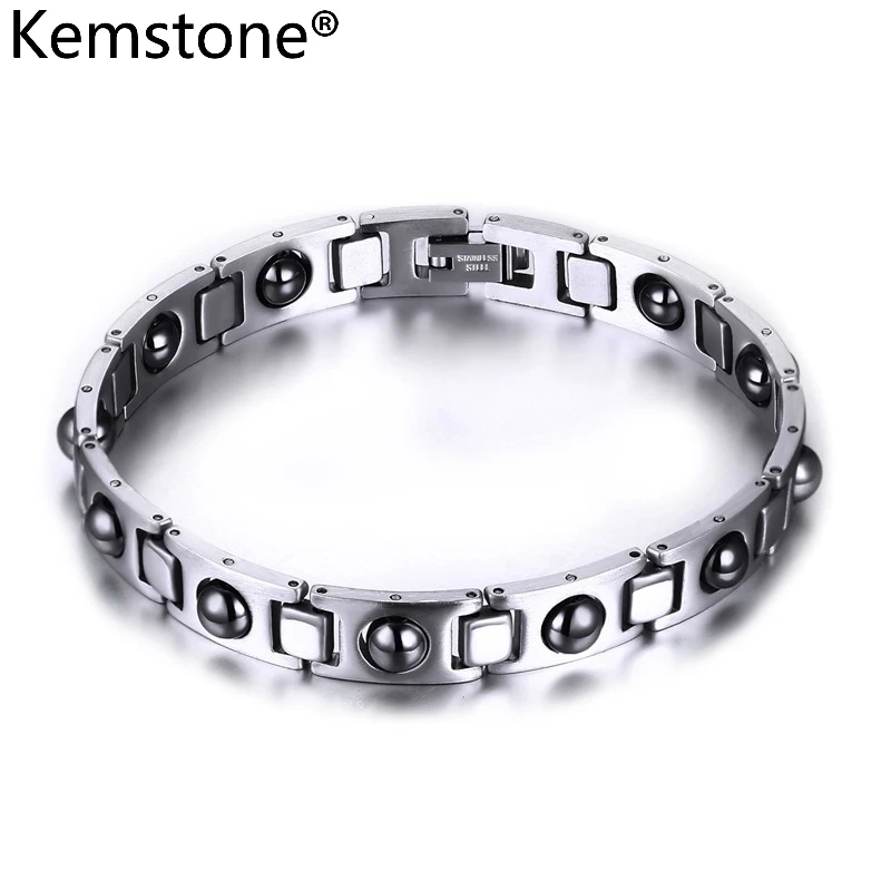 Kemstone гематит Нержавеющая сталь Черный Модный мужской браслет ювелирные изделия подарок