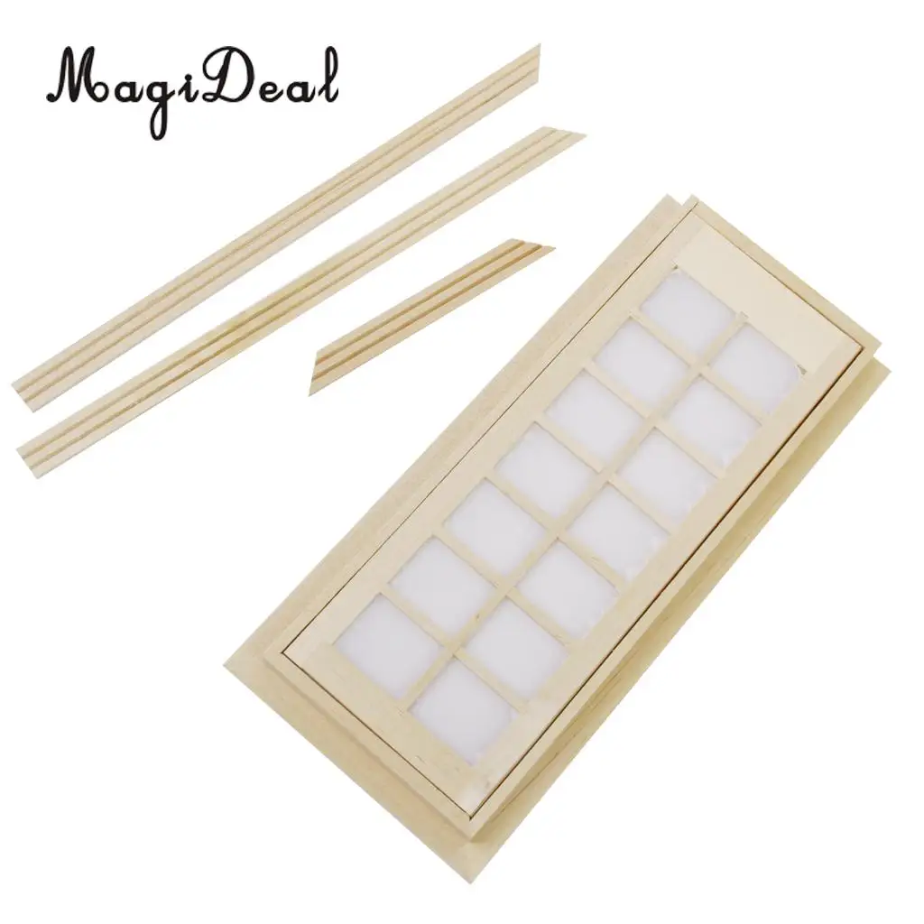 1Pc Wooden 14-Squares Unpainted DIY Door for 1:12 Dollhouse Bedroom Kitchen Miniature Furniture Decor Accessory