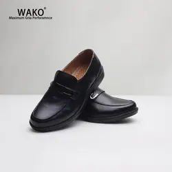WAKO мужские обувь повара черные кожаные лоферы Нескользящая Кухня Кук обувь Нескользящая отель для ресторанов и больниц рабочая обувь 9552
