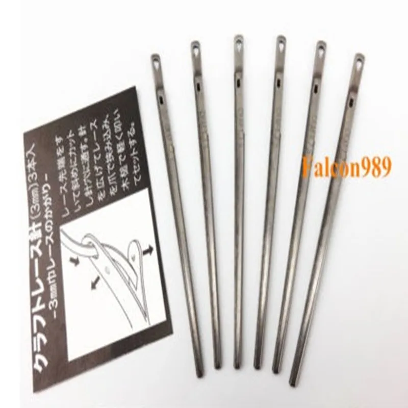 6pcs Leather Craft Two Prong Steel Lacing Needle Lace Threading Tool