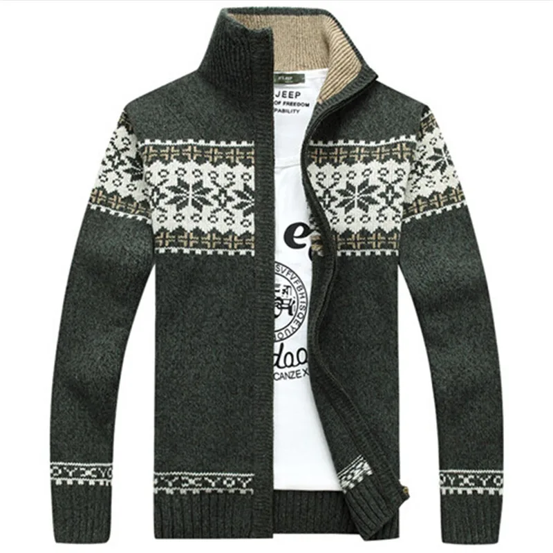 Mens Button Down Snowflake Fine Knit Christmas Cardigan Jumper Coat
