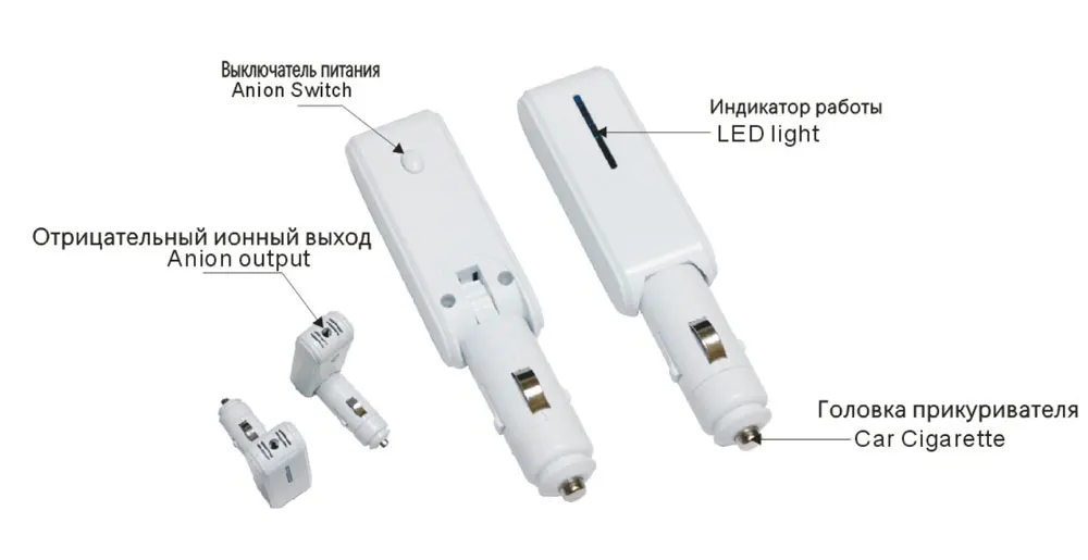 Автомобильный воздушный Purifeir 12v Анионный генератор, отрицательный генератор ионов, плотность 1,2 миллионов-белый цвет