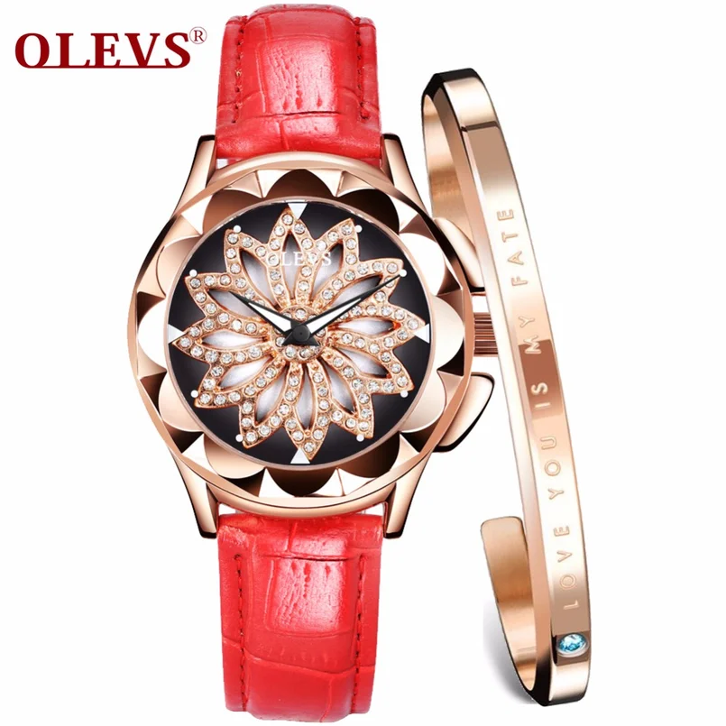 

OLEVS ladies watch luxury waterproof lucky turntable watch ladies fashion casual belt quartz watch female watch