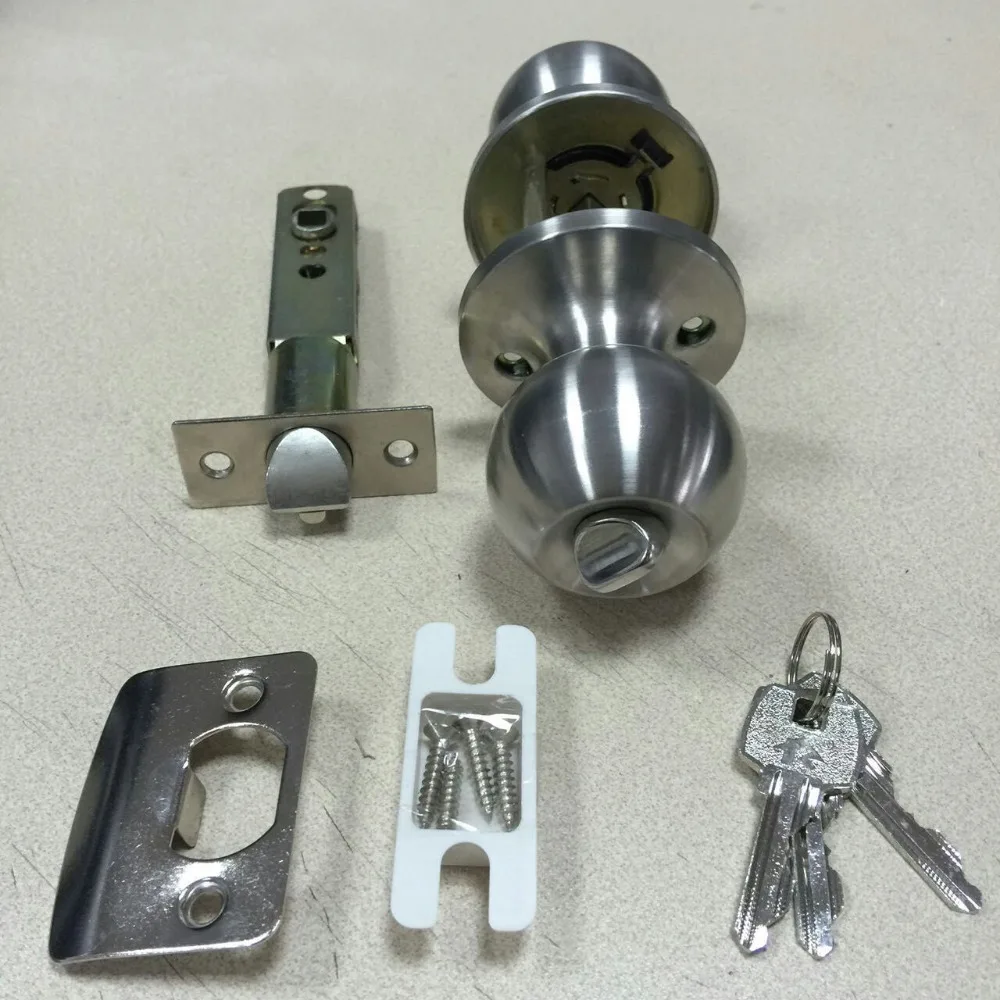 Bedroom Round Door Knobs Handle Entrance Passage Lock Lockset w 3 Key