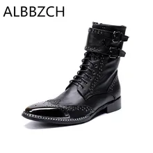 Мужские ботинки из натуральной кожи; Роскошные мотоциклетные ботинки; модные ковбойские рыцарские сапоги до лодыжки мужские фирменные дизайнерские рабочие ботинки; большие размеры
