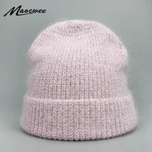 Простая Шапка-бини из кроличьей шерсти и меха для женщин, зимние шапки Skullies, теплая шапка из Гравити Фолз, женская шапка, однотонная шапочка